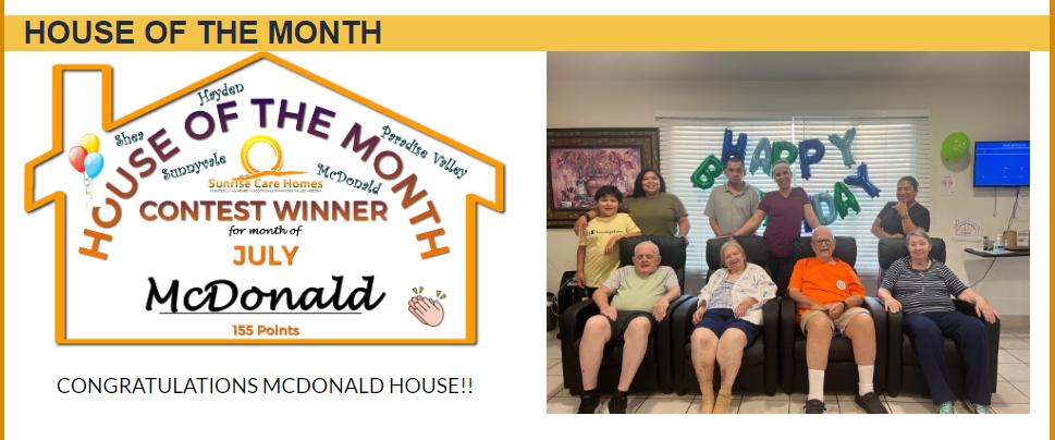 House of the month certificate for the month of July